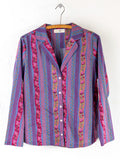 Mix & Match Cotton Long Sleeve Pajama Top - Retro Ribbons Navy