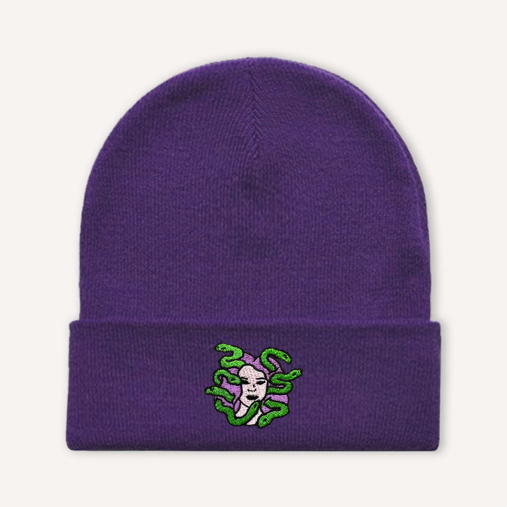 Medusa Embroidered Beanie Hat