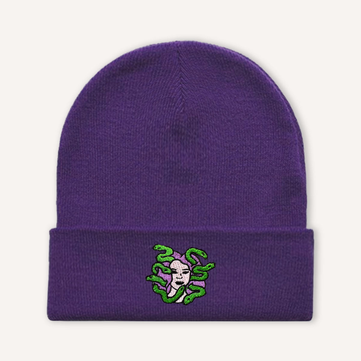 Medusa Embroidered Beanie Hat