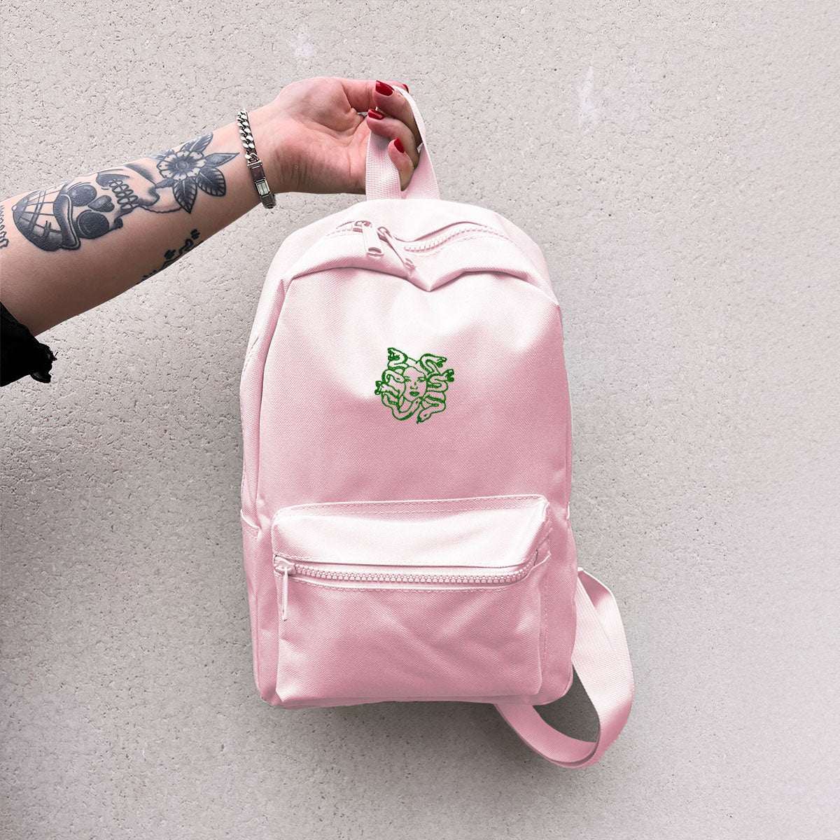 Medusa Embroidered Mini Backpack