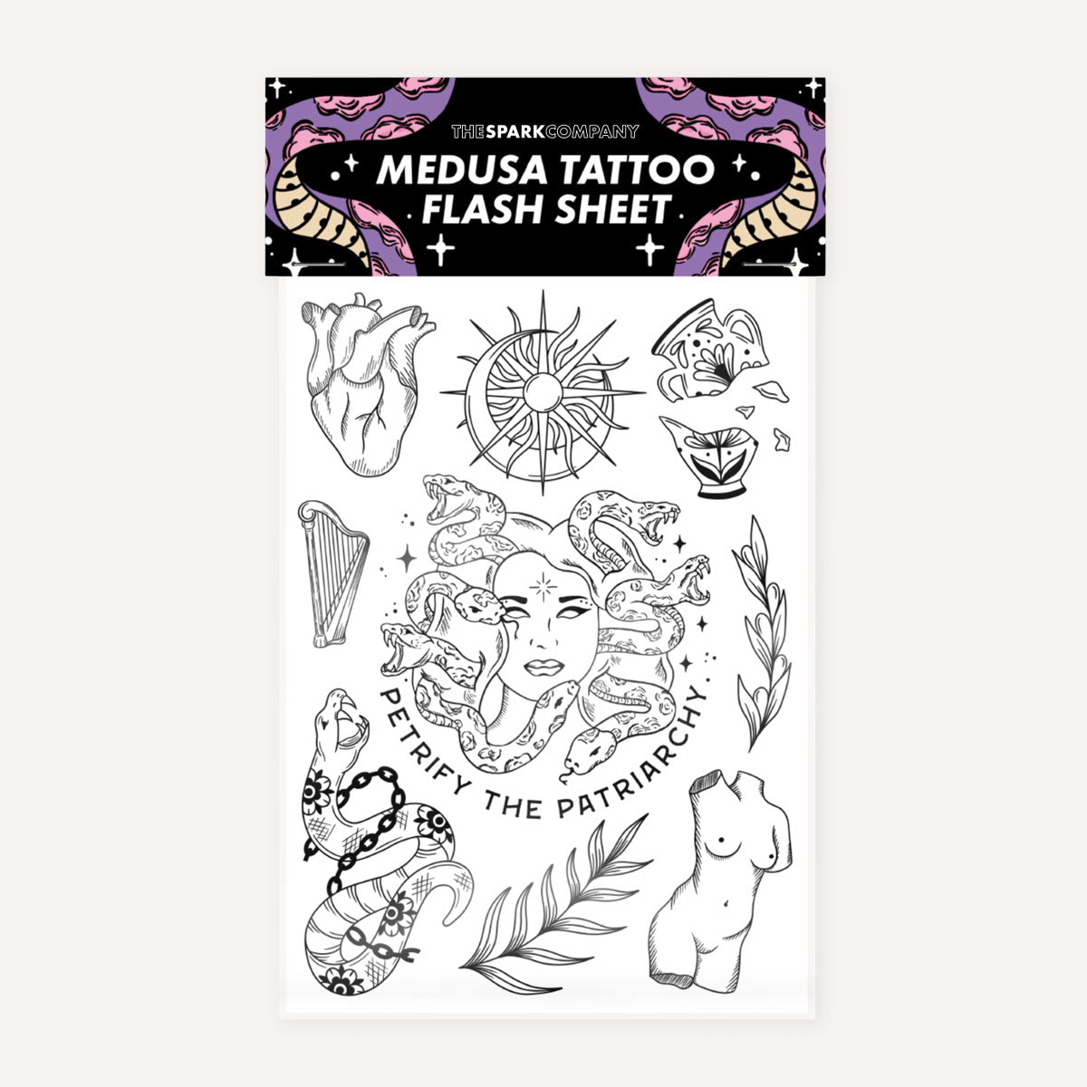 Medusa Tattoo Transfer Sheet