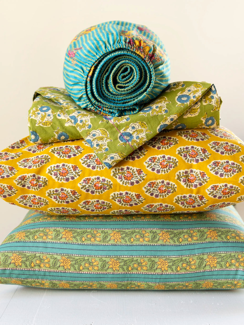 Mix & Match Cotton Pillowcase, Single - Teal Vines