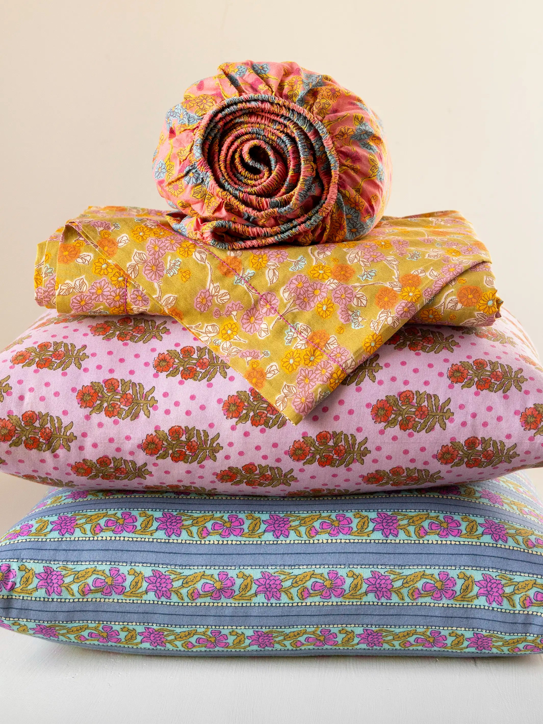Mix & Match Cotton Fitted Sheet - Indigo Vines