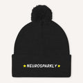 Neurosparkly Embroidered Pom Pom Beanie Hat