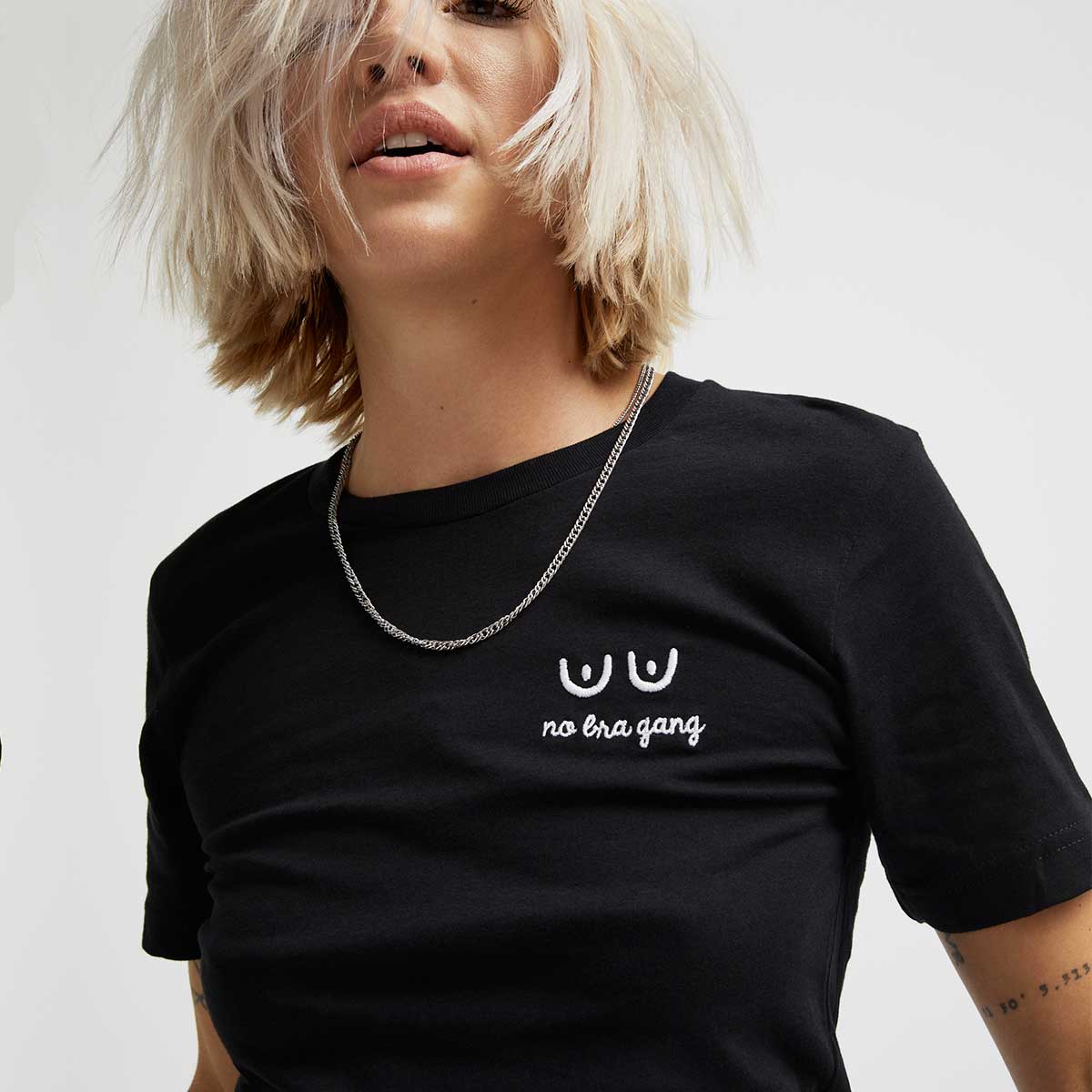 No Bra Gang Embroidered T-Shirt