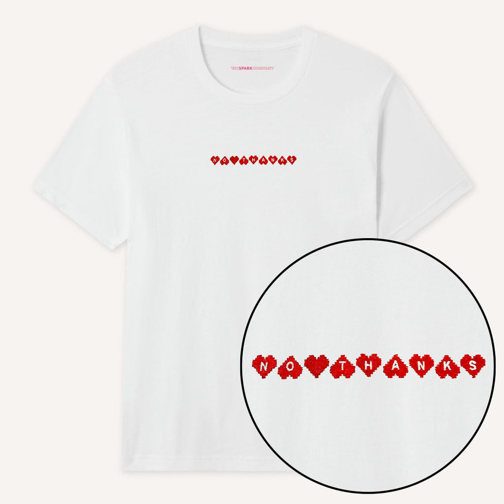No Thanks Embroidered T-Shirt