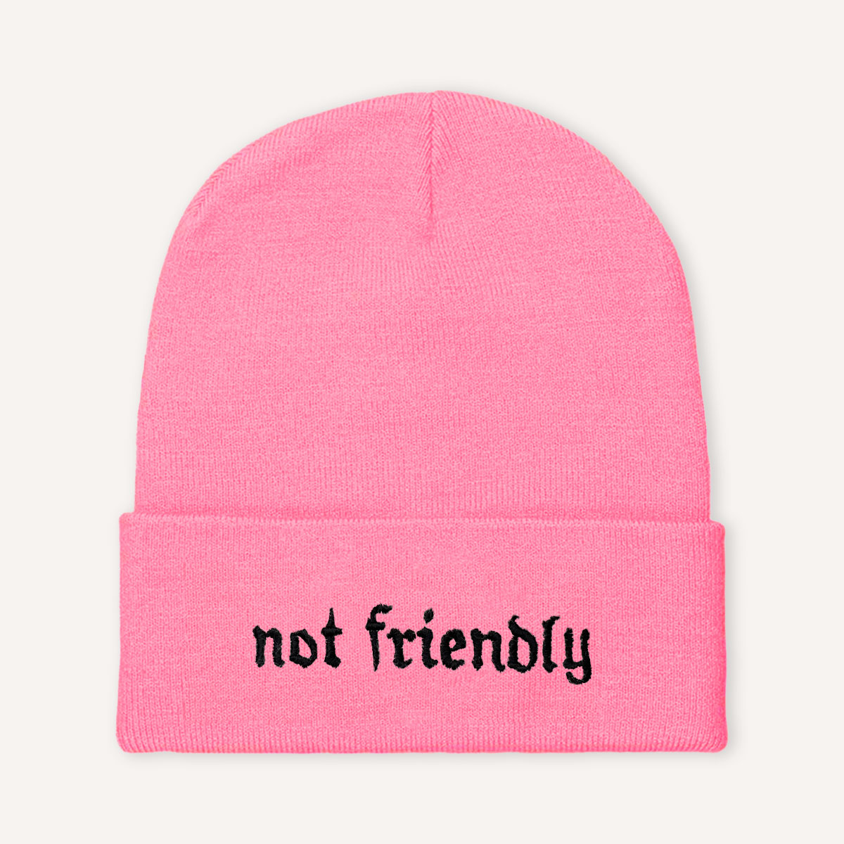 Not Friendly Embroidered Beanie Hat