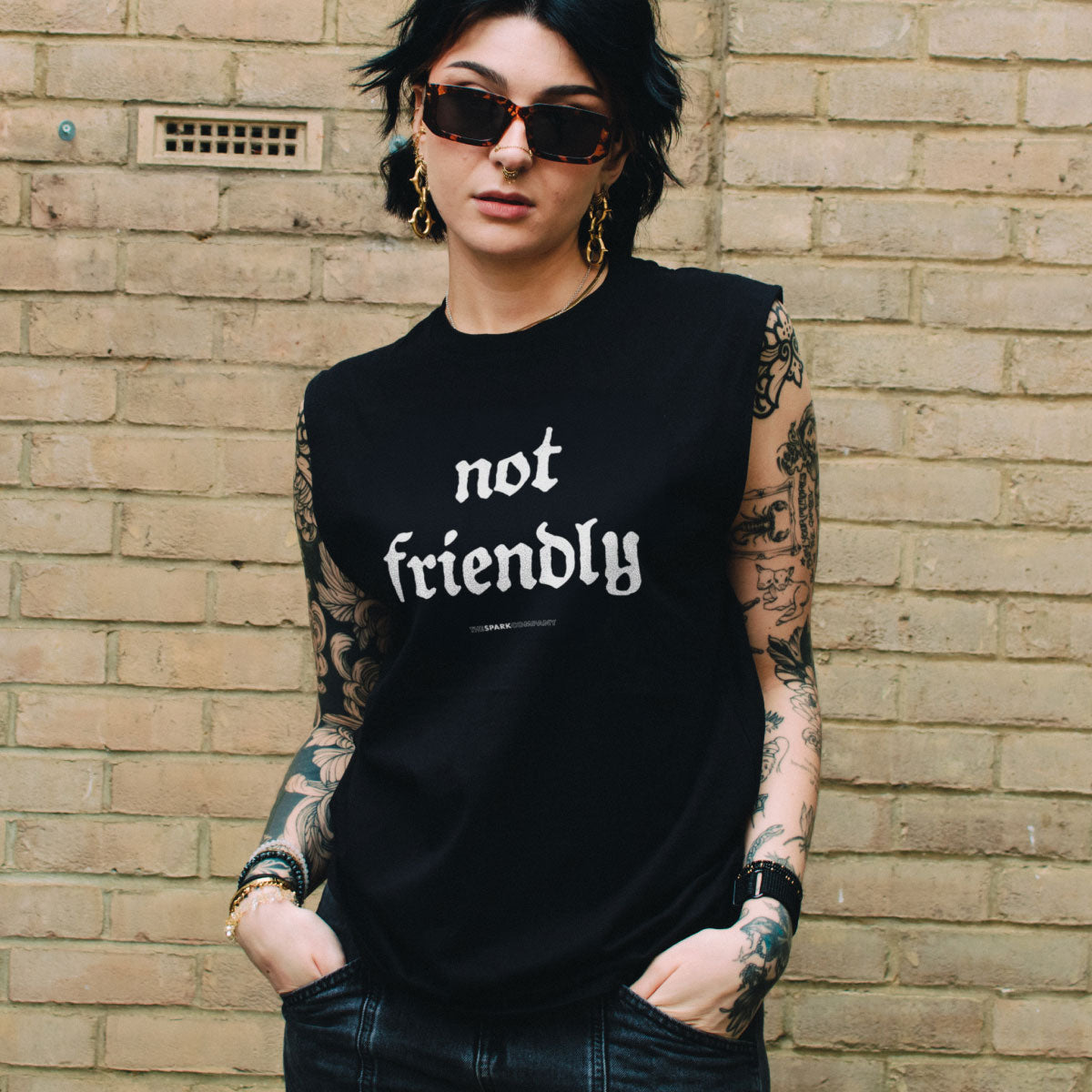 Not Friendly Sleeveless T-Shirt