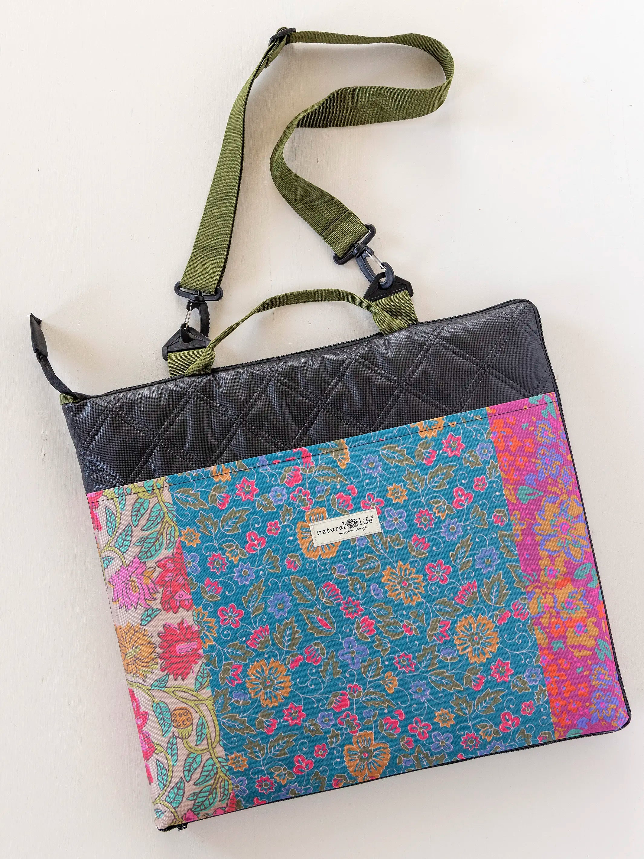 Picnic Blanket Tote - Bright Patchwork Zinnias