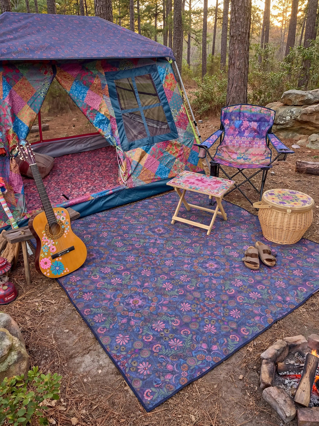 Wanderlust Camping Mat - Charcoal Mandala