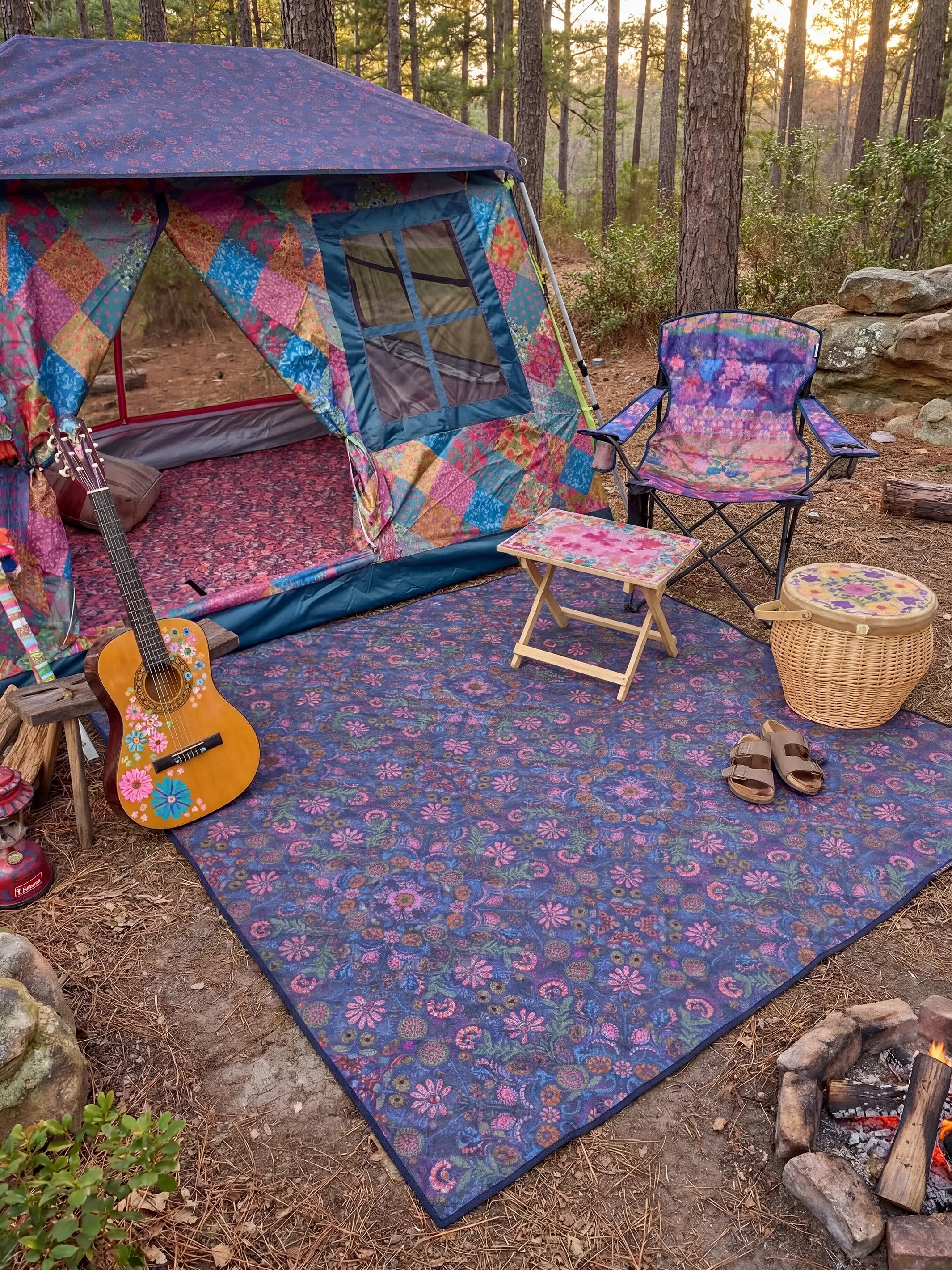 Wanderlust Camping Mat - Charcoal Mandala