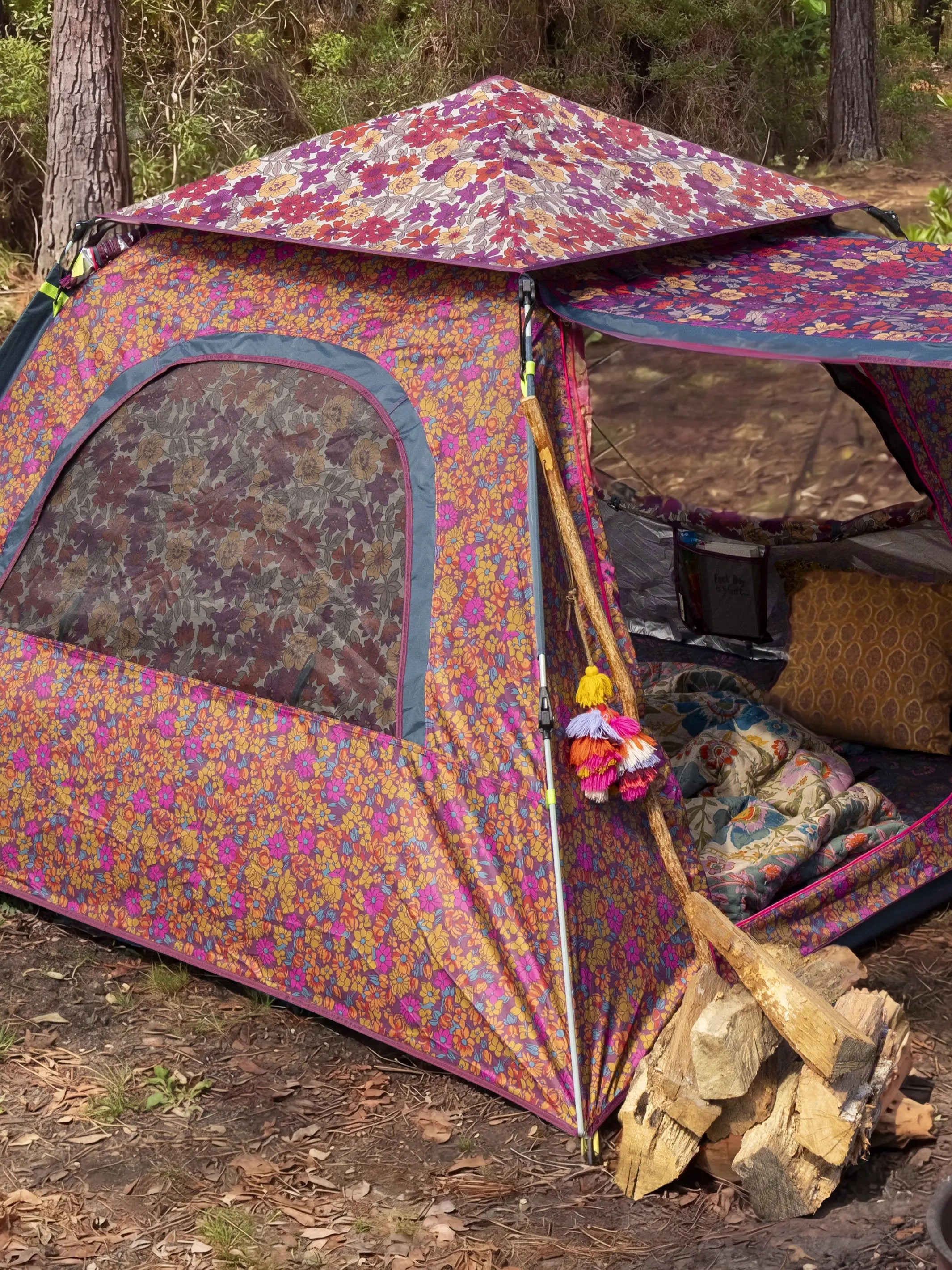 Live Happy Camping Tent - Lush Lilies Plum