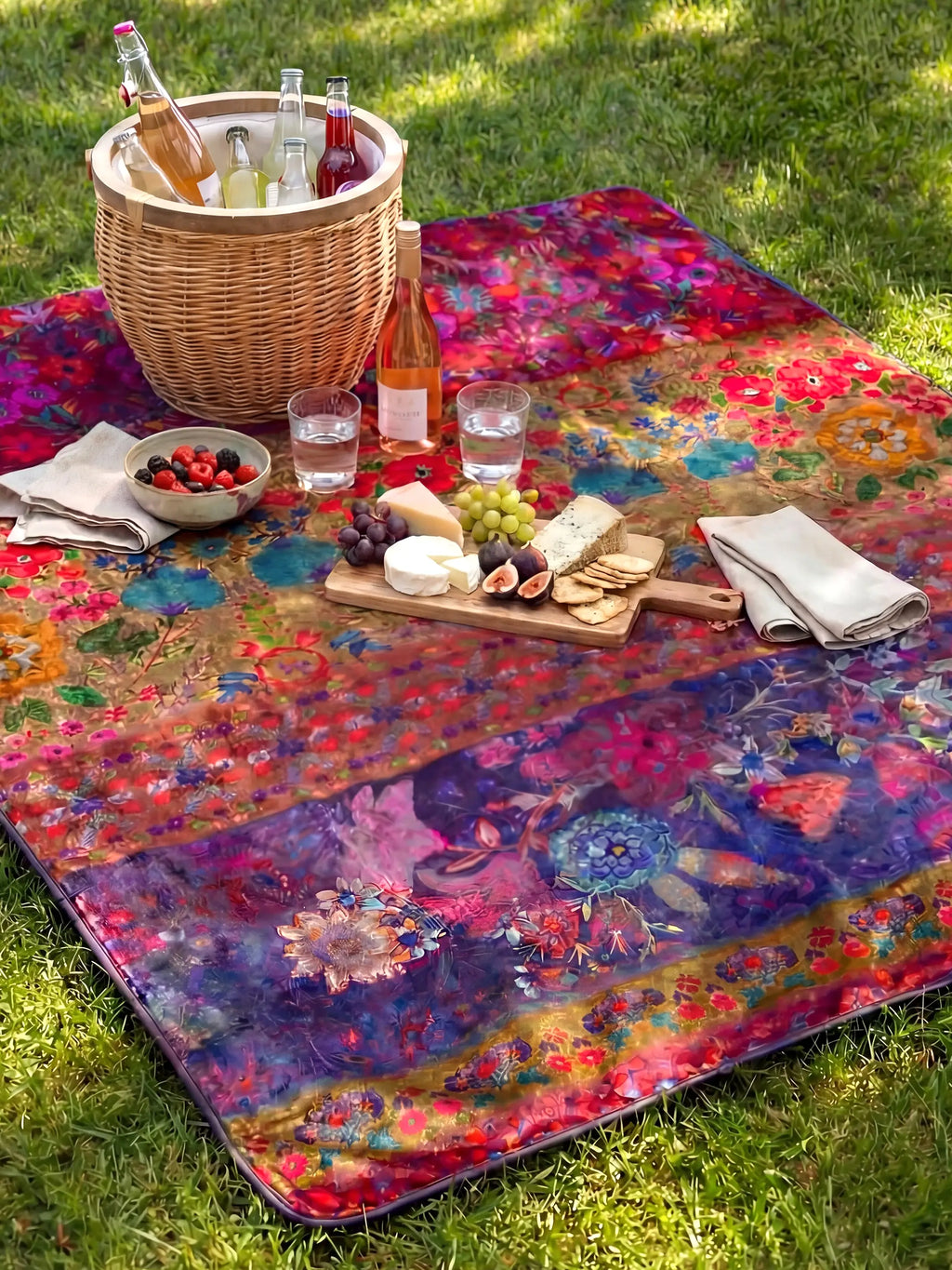 XL Water Resistant Picnic Blanket - Jewel Border