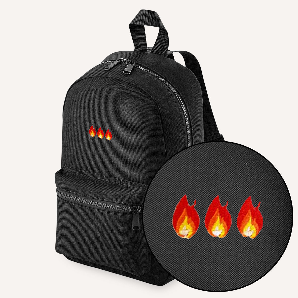 On Fire Embroidered Mini Backpack