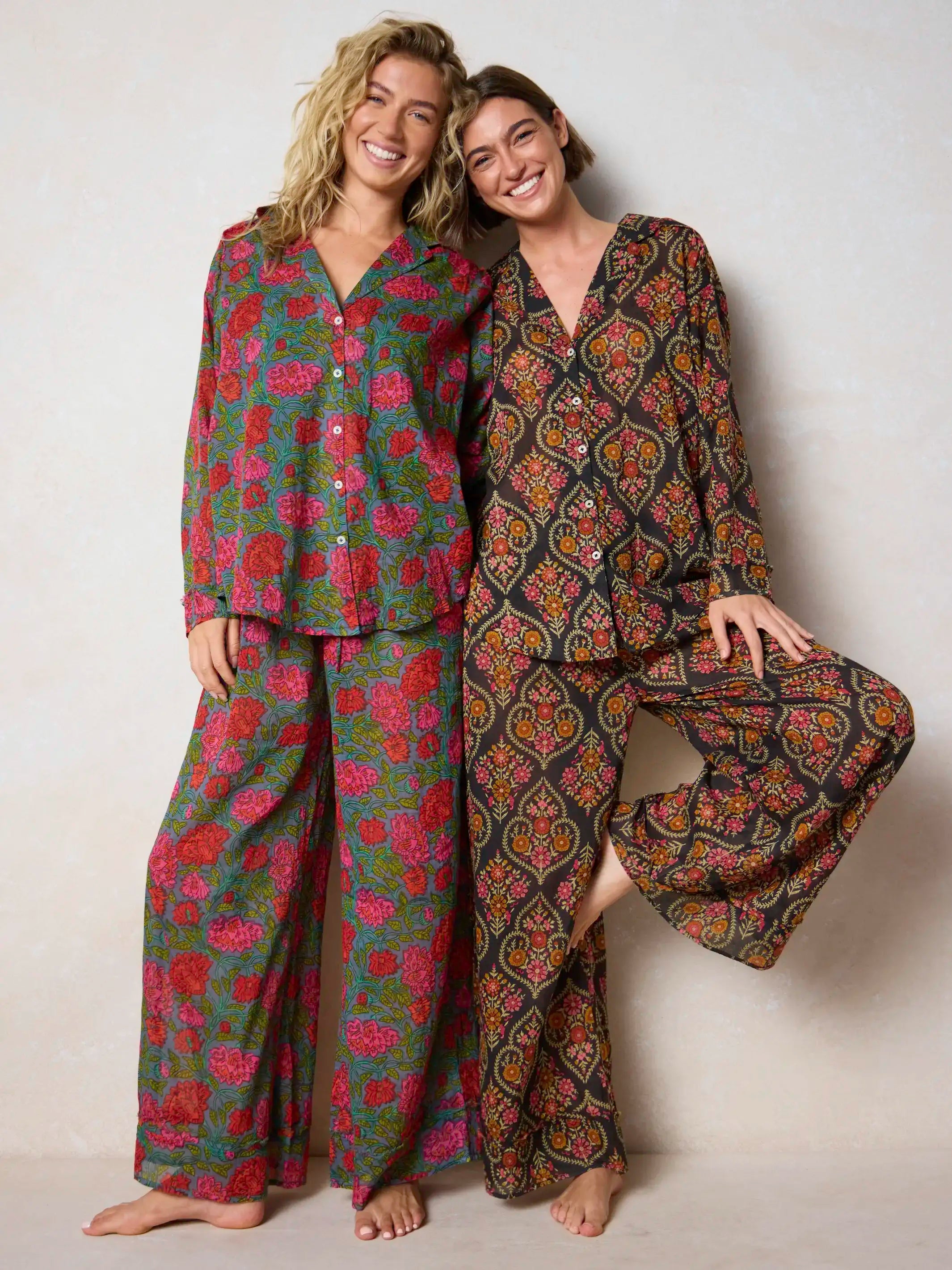 Dreamy Cotton Pajama Set - Charcoal Willow Medallion