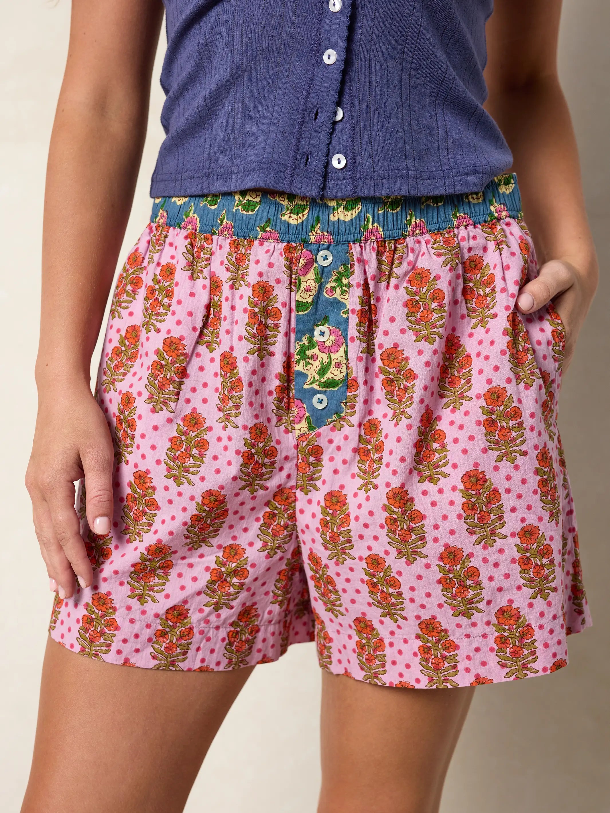 Dream On Cotton Boxer Shorts - Pink Polka Dot