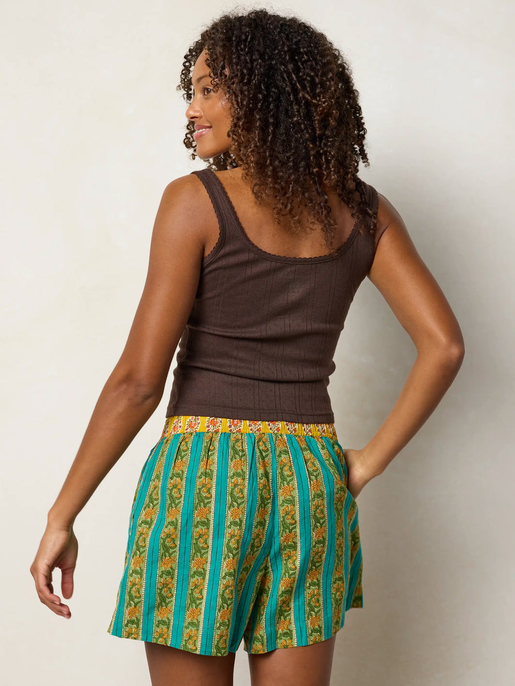 Dream On Cotton Boxer Shorts - Teal Vines