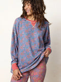Mix & Match Waffle Pajama Top - Washed Navy Zinnias