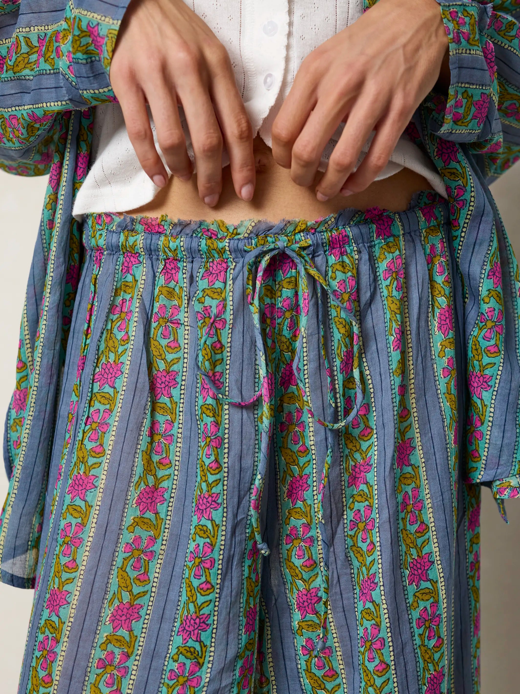 Dreamy Cotton Pajama Set - Indigo Vines
