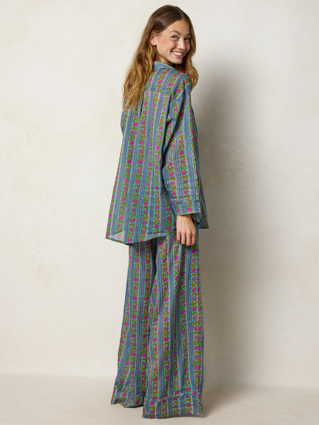 Dreamy Cotton Pajama Set - Indigo Vines