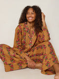 Dreamy Cotton Pajama Set - Pink Floral Stripe