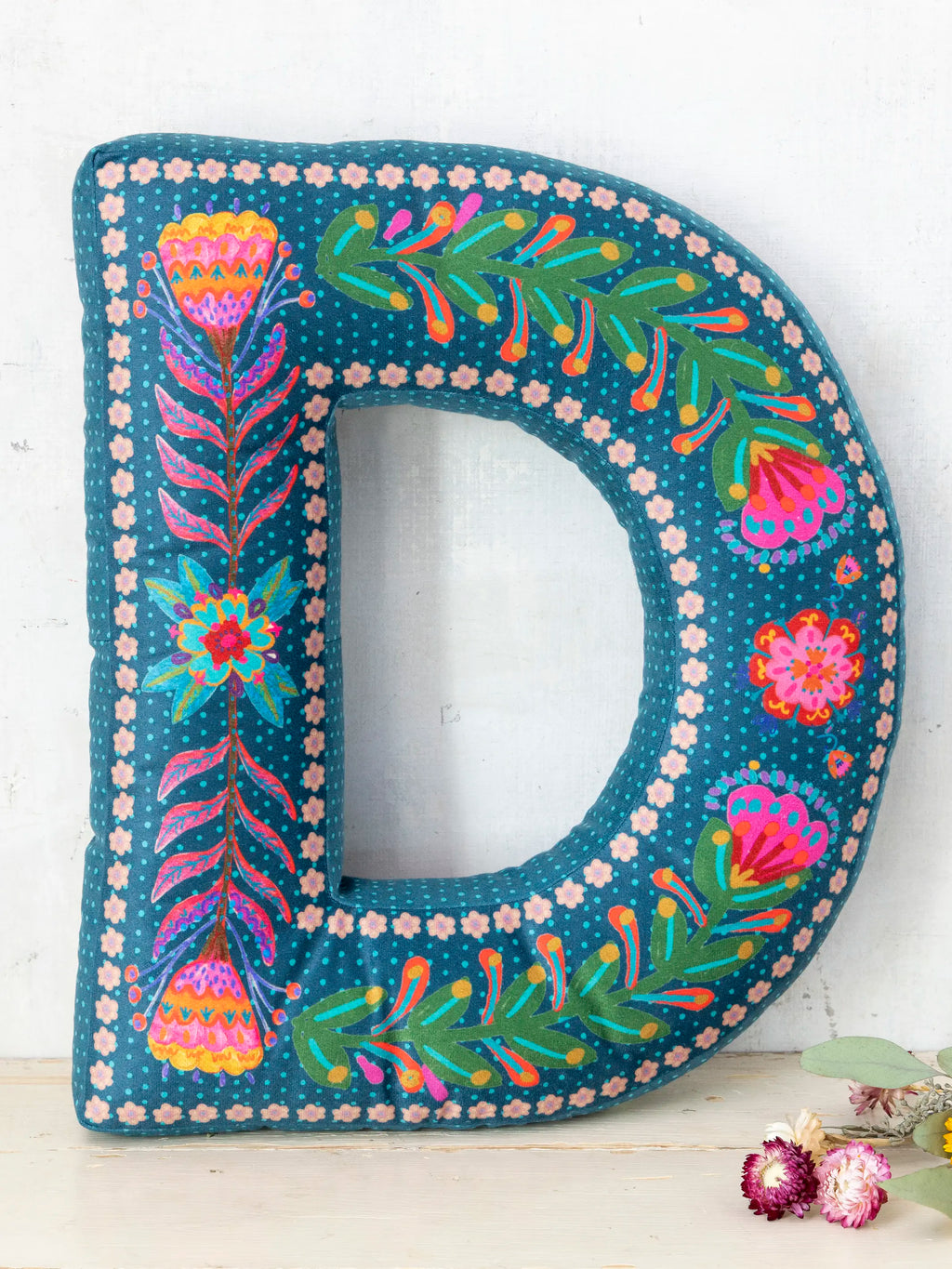 Velvet Initial Pillow - D