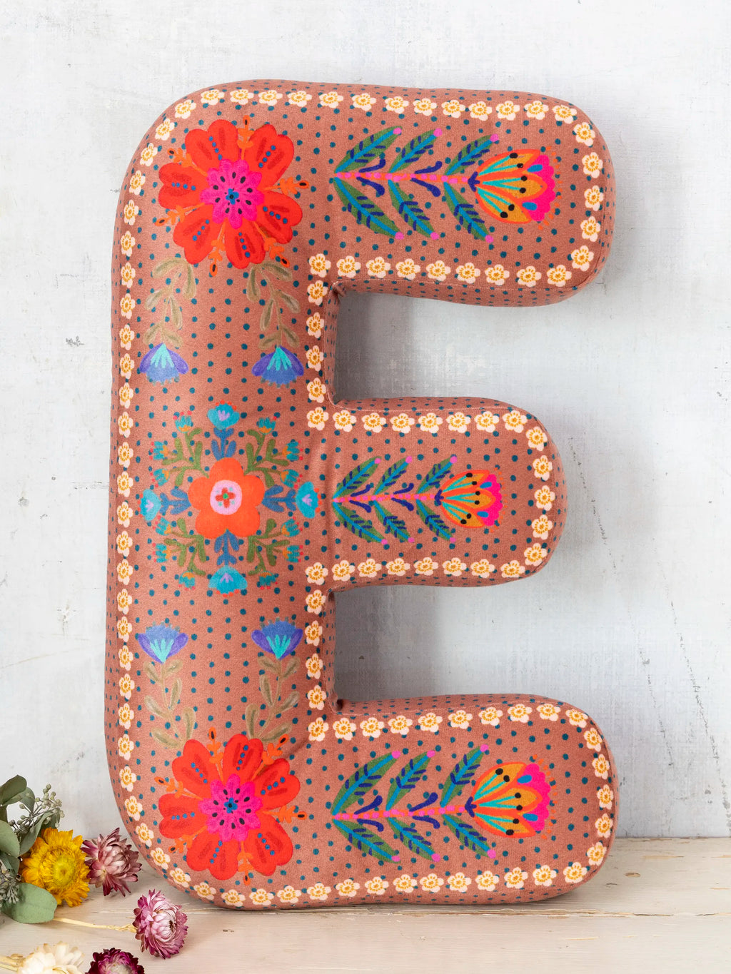 Velvet Initial Pillow - E