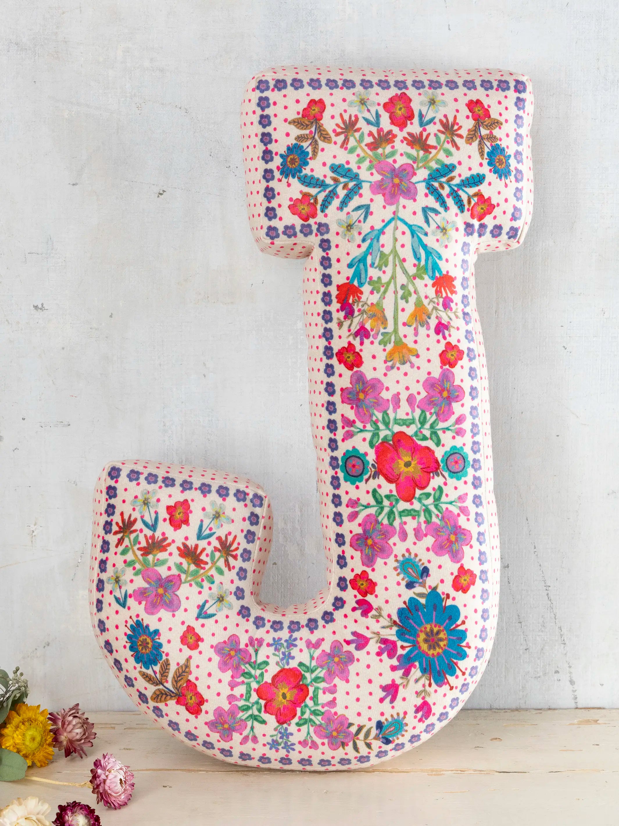 Velvet Initial Pillow - J