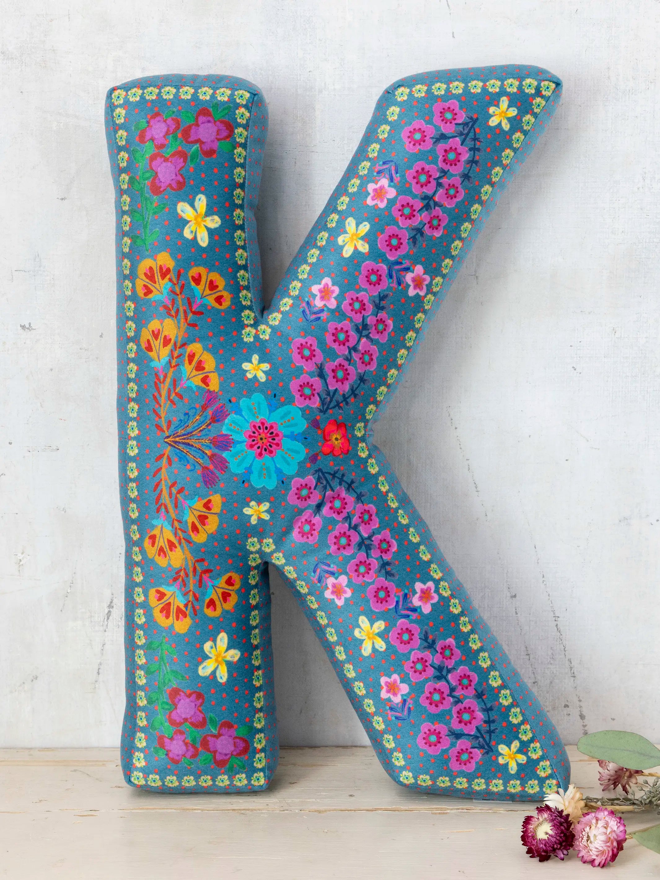 Velvet Initial Pillow - K