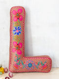 Velvet Initial Pillow - L