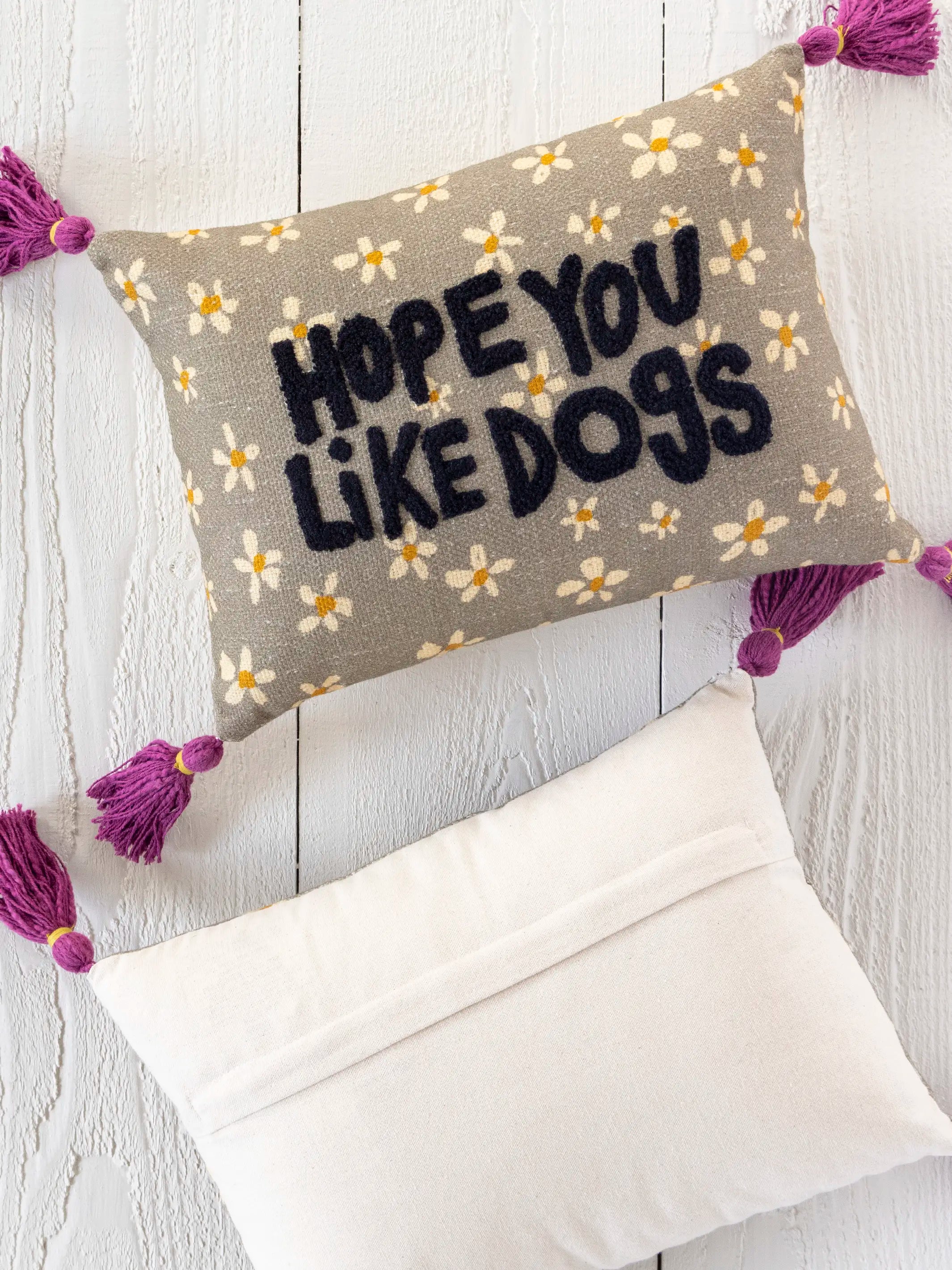 Boho Cotton Tassel Pillow - Hope You Like Dogs