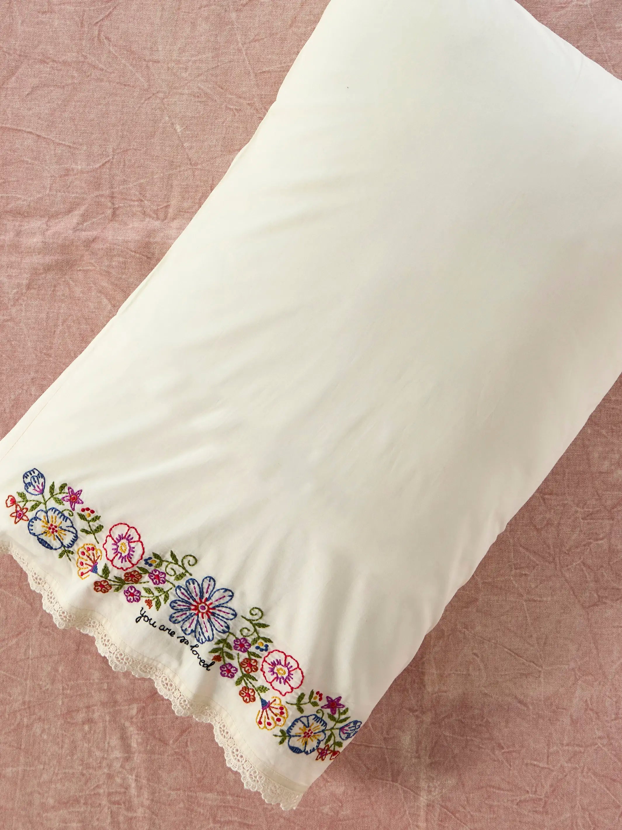 Embroidered Cotton Giving Pillowcase - You Are So Loved
