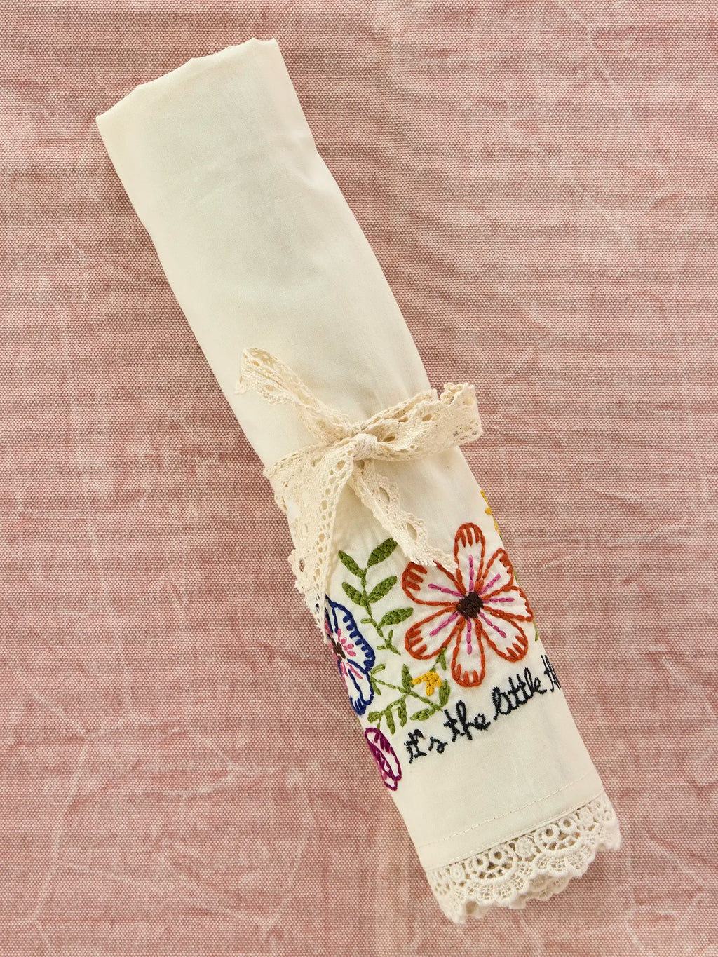 Embroidered Cotton Giving Pillowcase - It's The Little Things