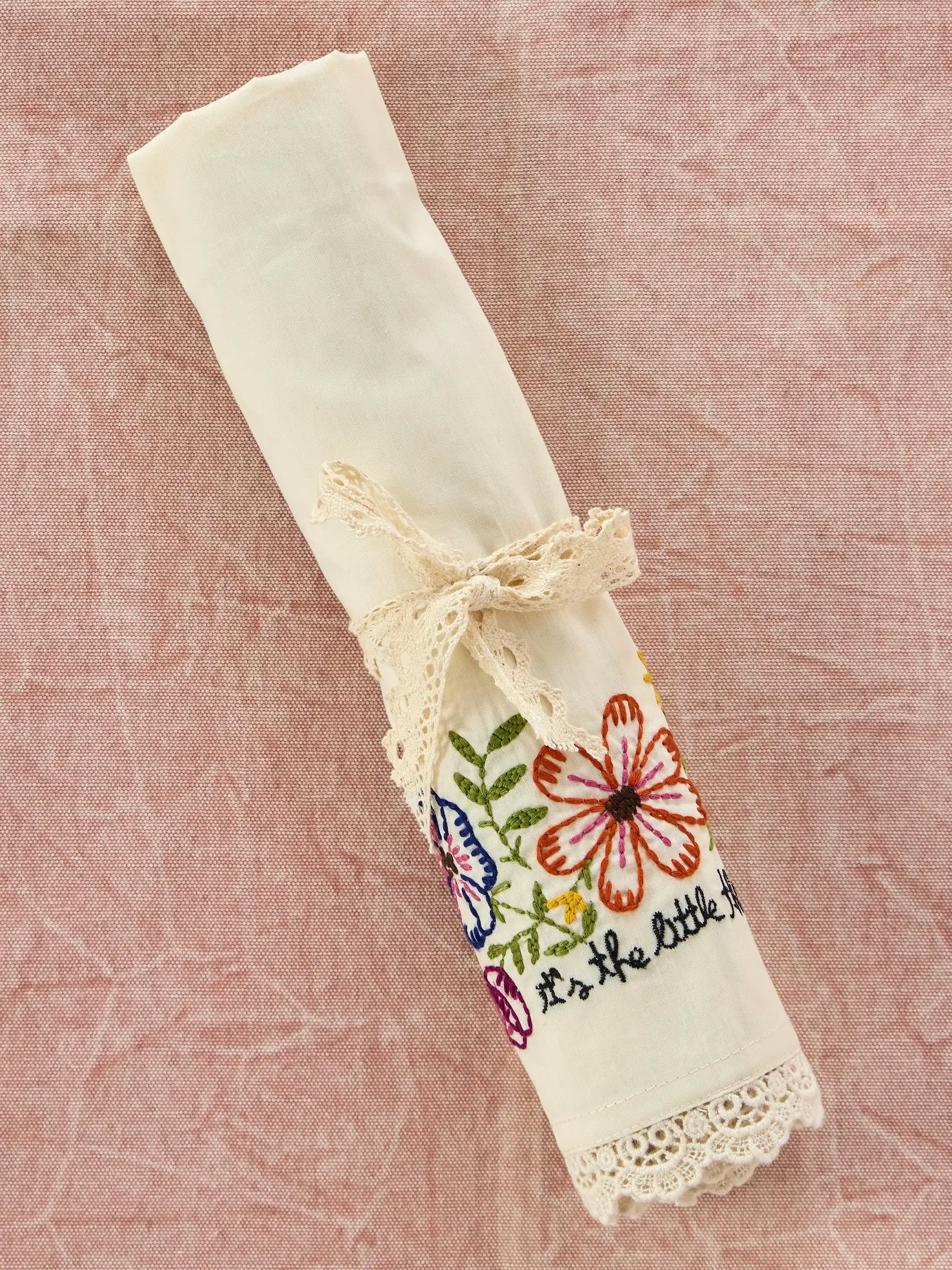 Embroidered Cotton Giving Pillowcase - It's The Little Things