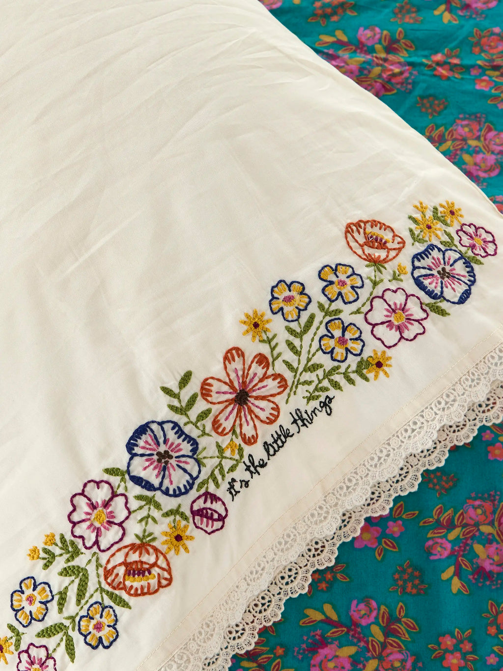 Embroidered Cotton Giving Pillowcase - It's The Little Things