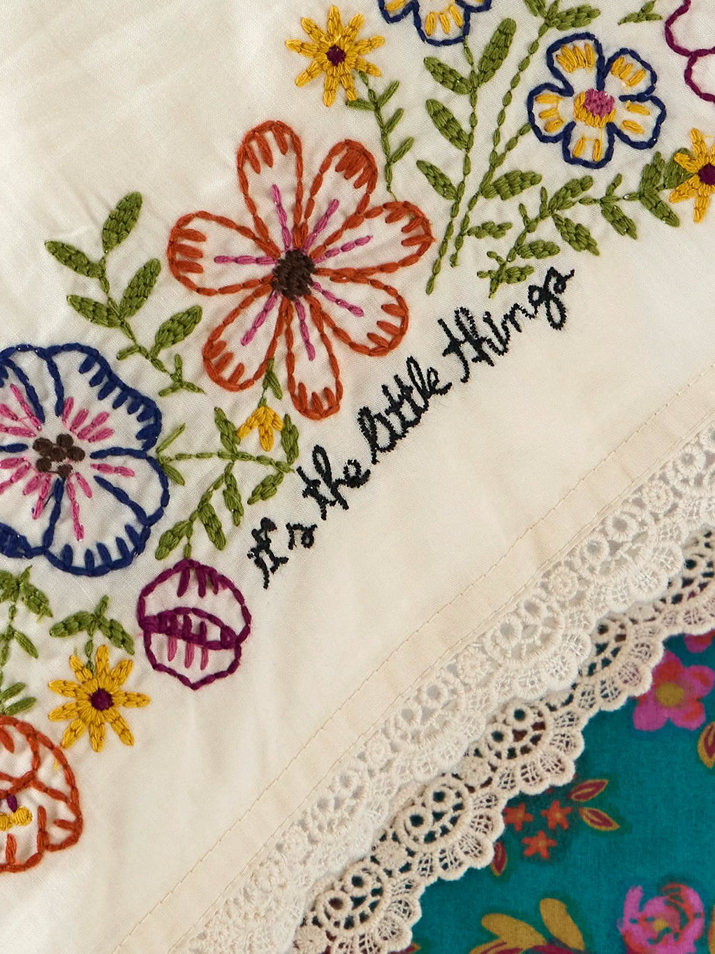 Embroidered Cotton Giving Pillowcase - It's The Little Things