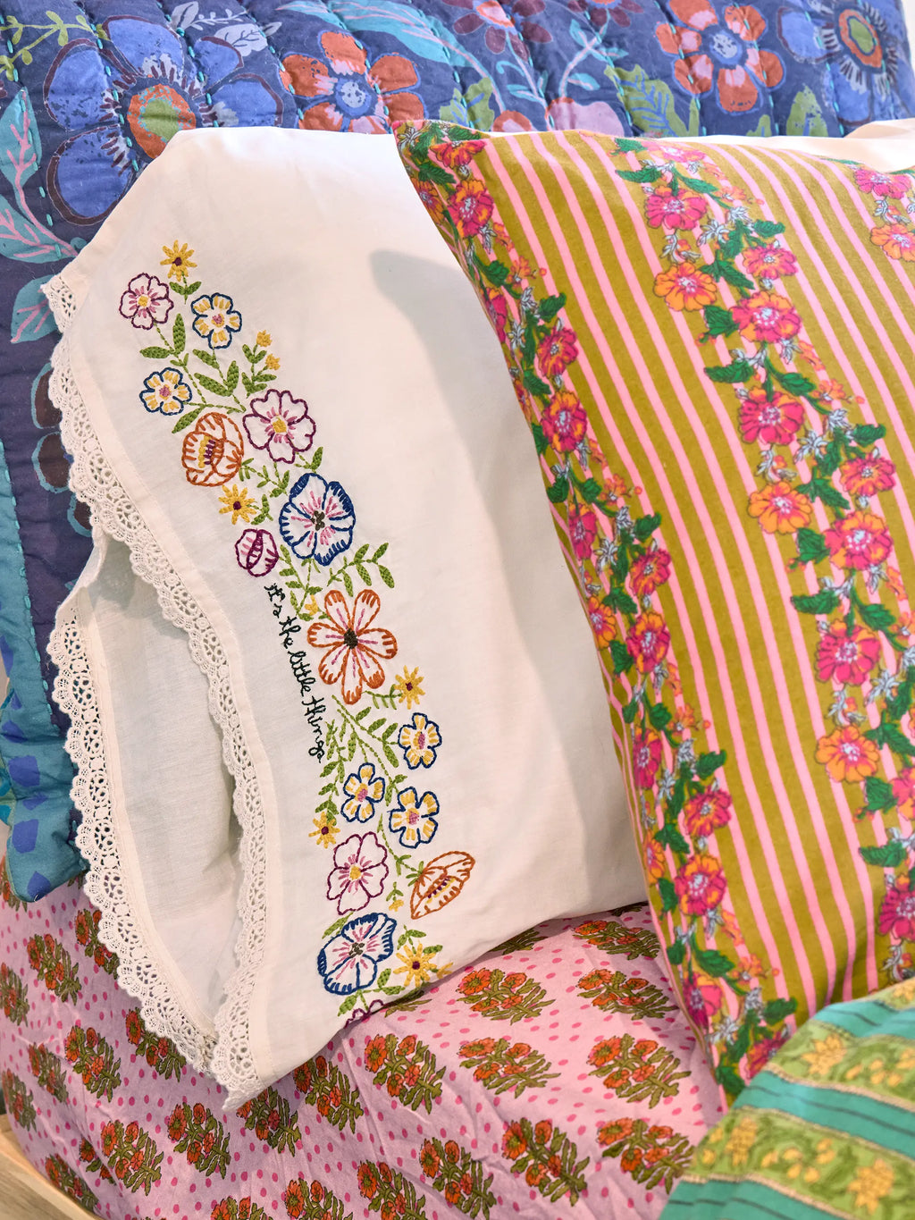 Embroidered Cotton Giving Pillowcase - It's The Little Things