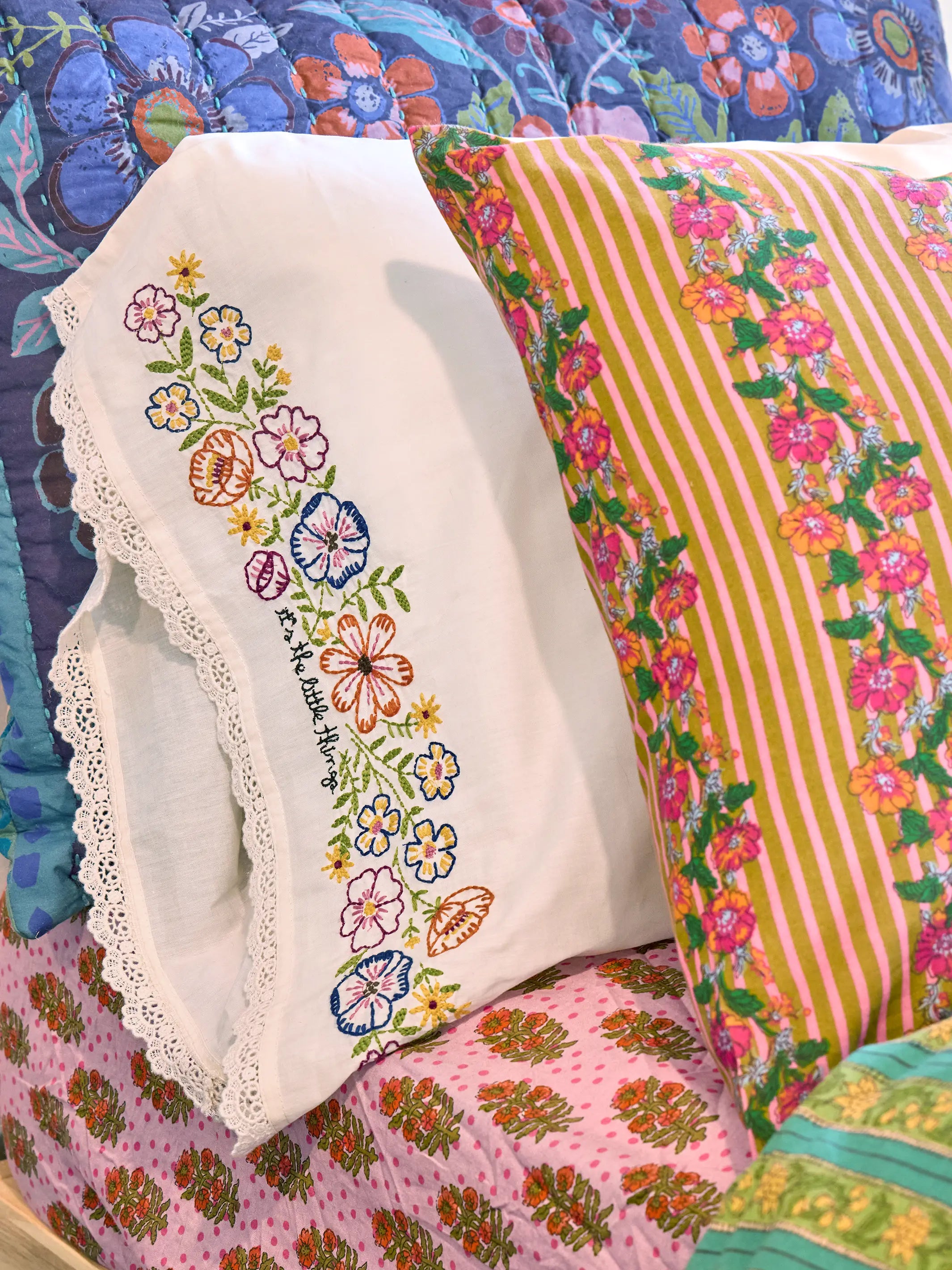 Embroidered Cotton Giving Pillowcase - It's The Little Things