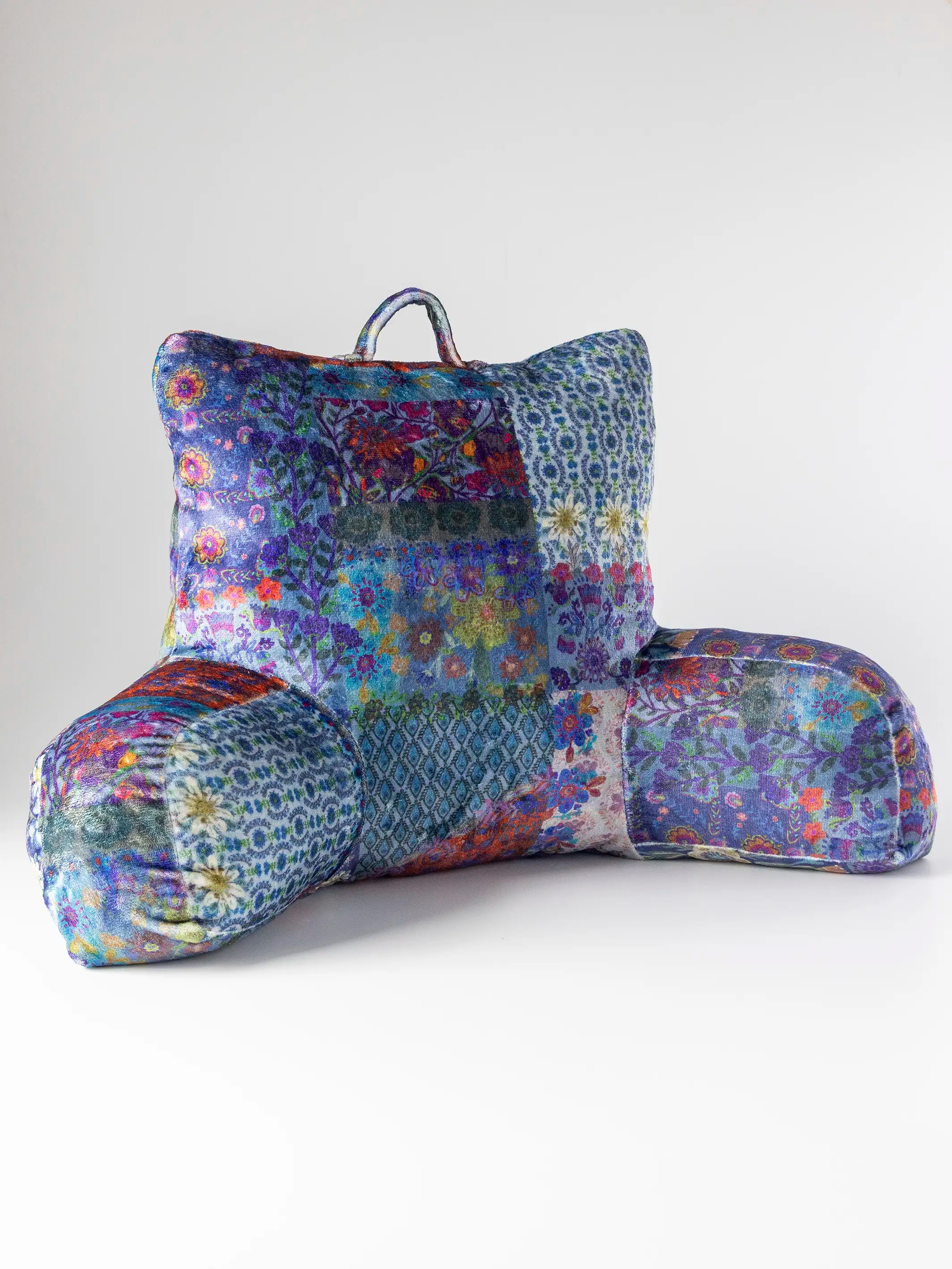 Cozy Backrest Pillow - Blue Patchwork
