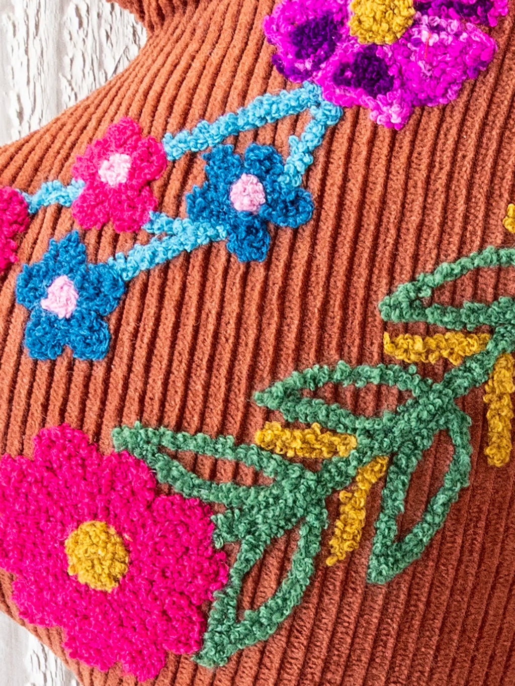 Cotton Corduroy Tufted Pillow - Butterfly