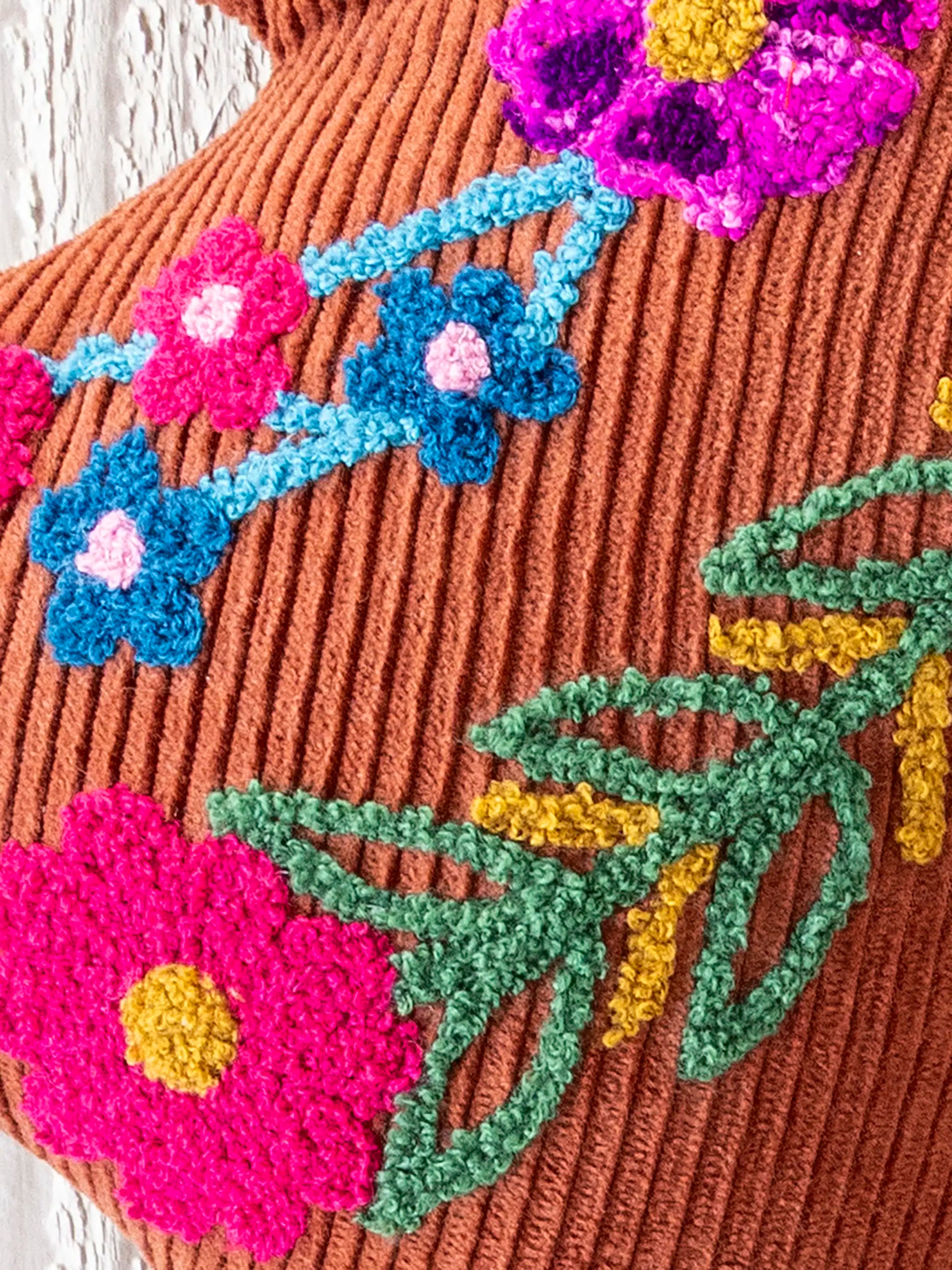 Cotton Corduroy Tufted Pillow - Butterfly
