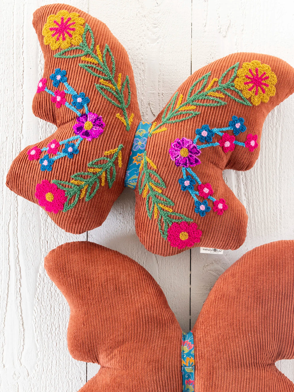 Cotton Corduroy Tufted Pillow - Butterfly