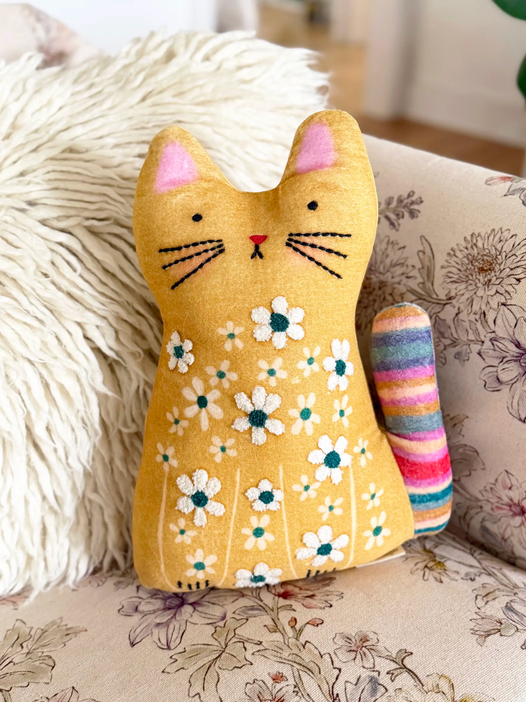 Cutest Ever Cotton Velvet Pillow - Cat