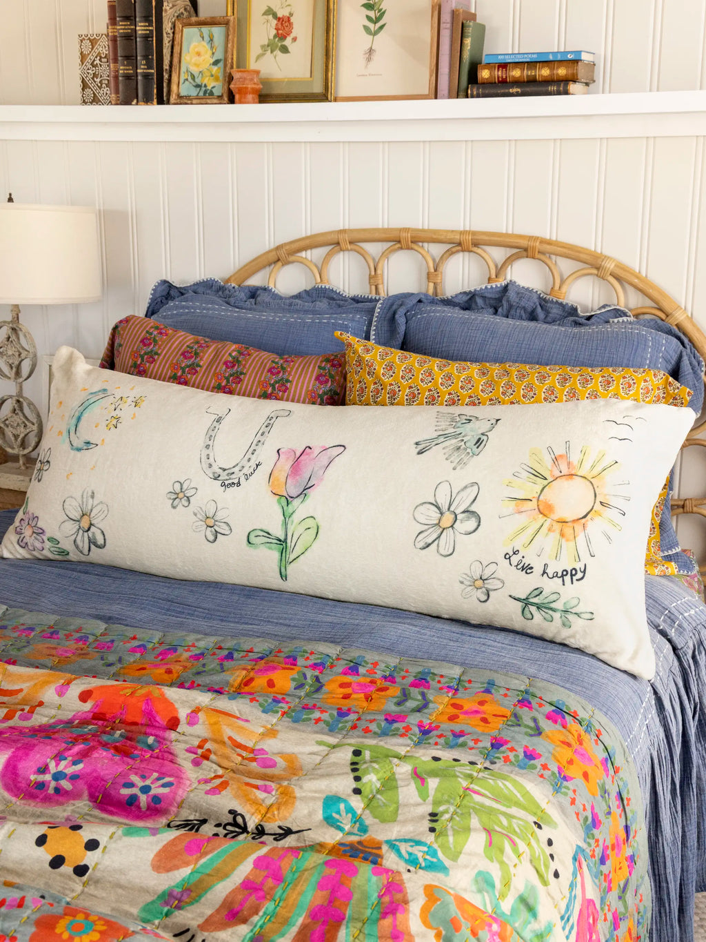 Double-Sided Cozy Body Pillow Cover - Cream Doodle