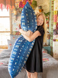 Double-Sided Cozy Body Pillow Cover - Indigo Shibori Stripe