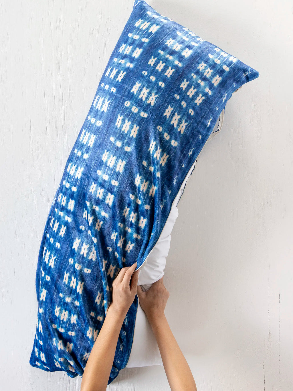 Double-Sided Cozy Body Pillow Cover - Indigo Shibori Stripe