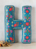 Velvet Initial Pillow - H