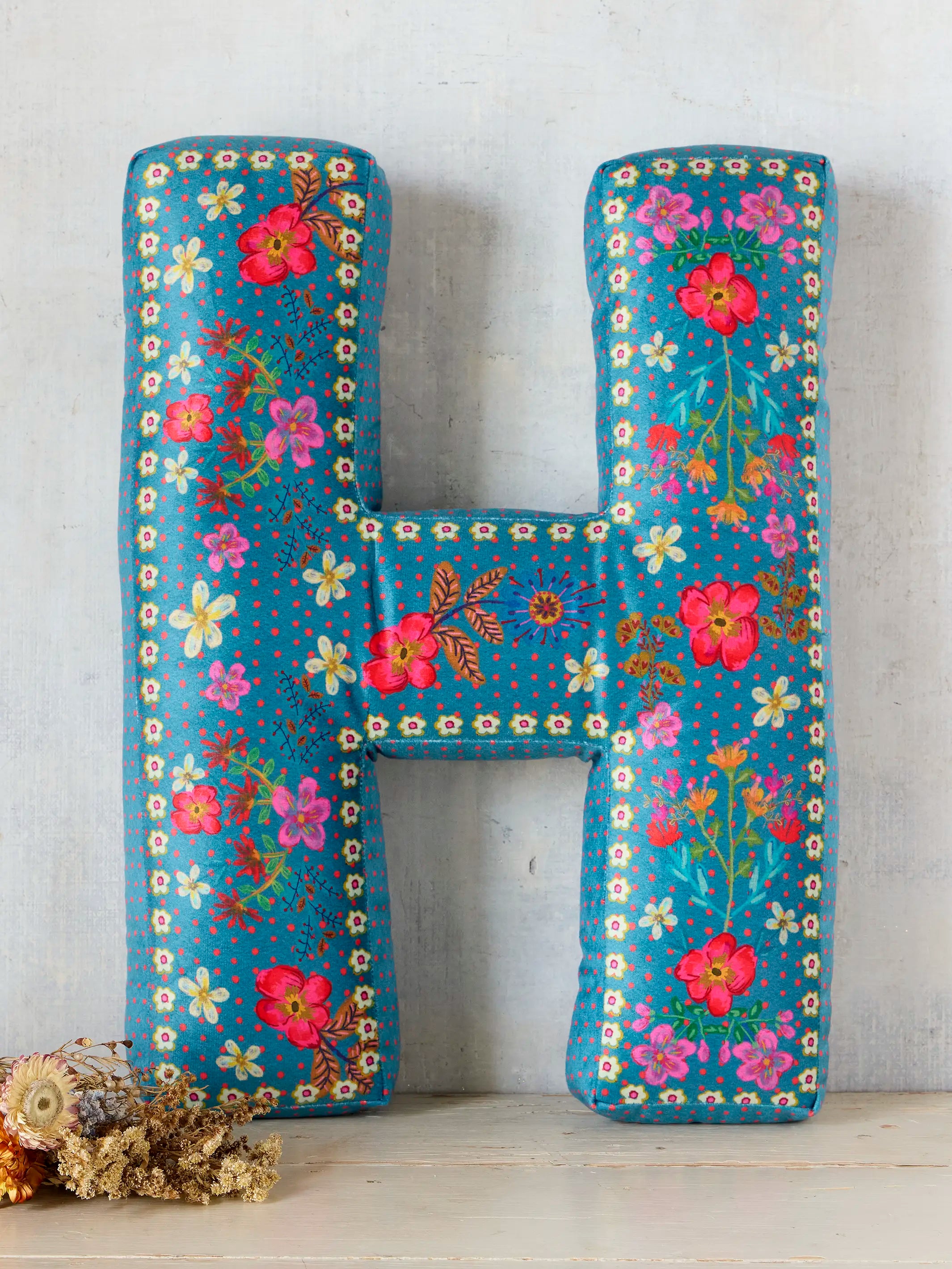 Velvet Initial Pillow - H