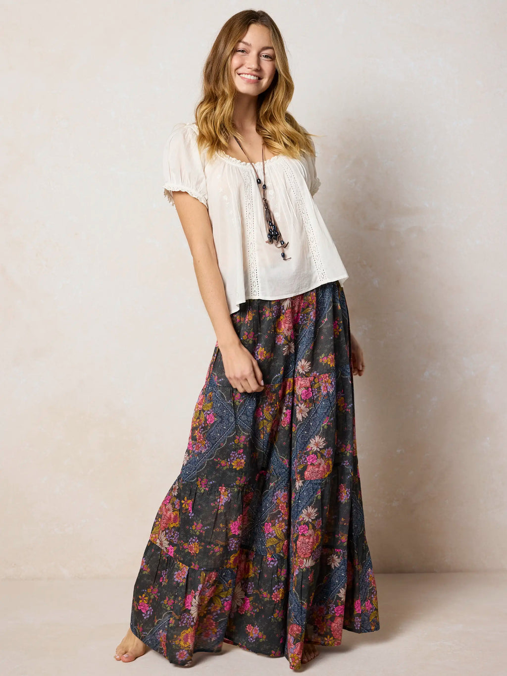 Patti Cotton Palazzo Pants - English Garden Charcoal