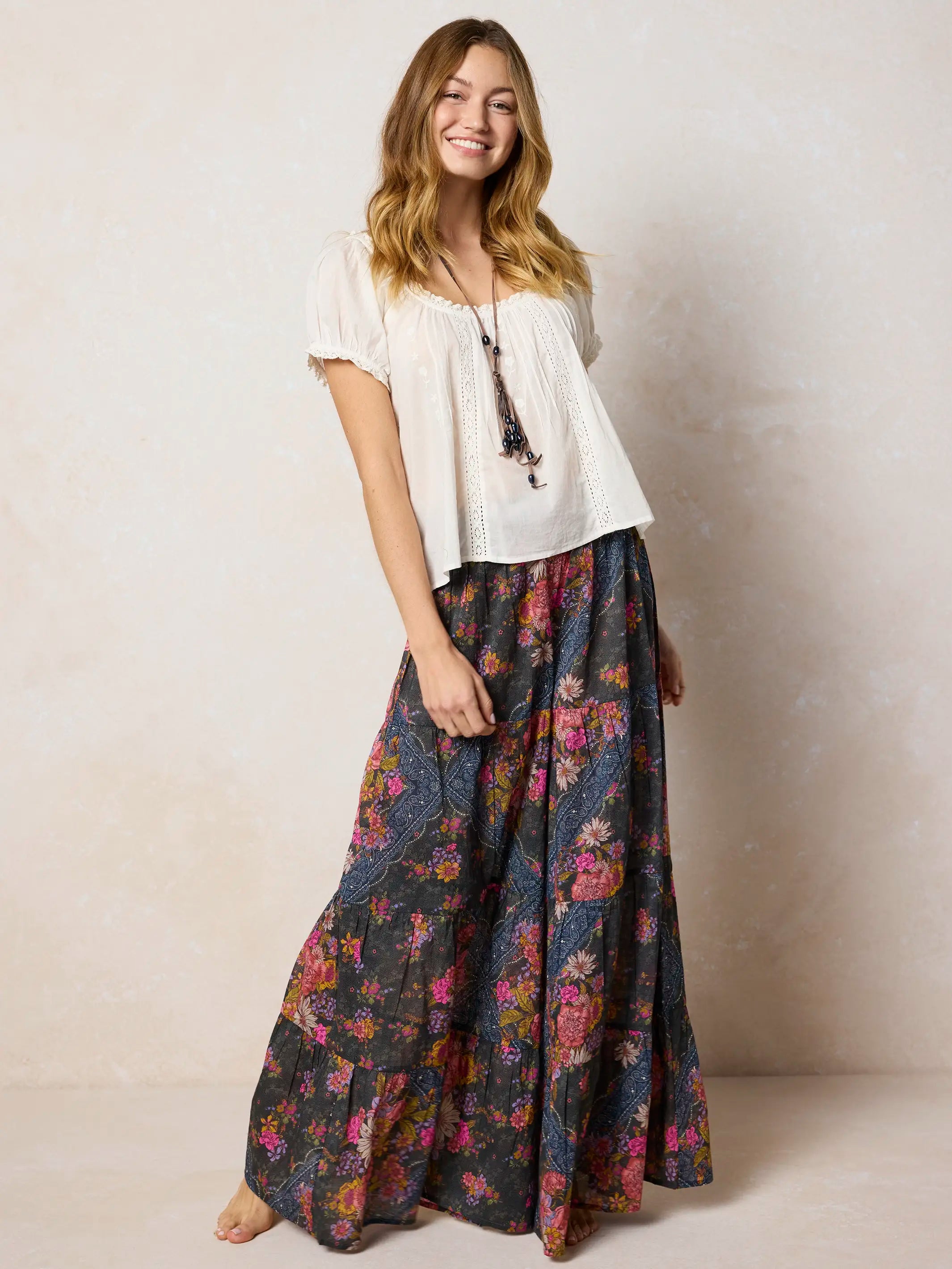 Patti Cotton Palazzo Pants - English Garden Charcoal
